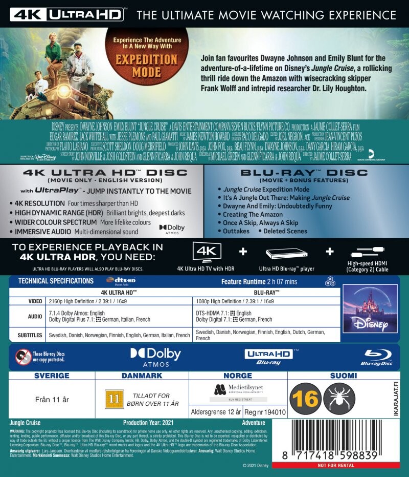 Jungle Cruise - 2021 - 4K Ultra HD Blu-Ray