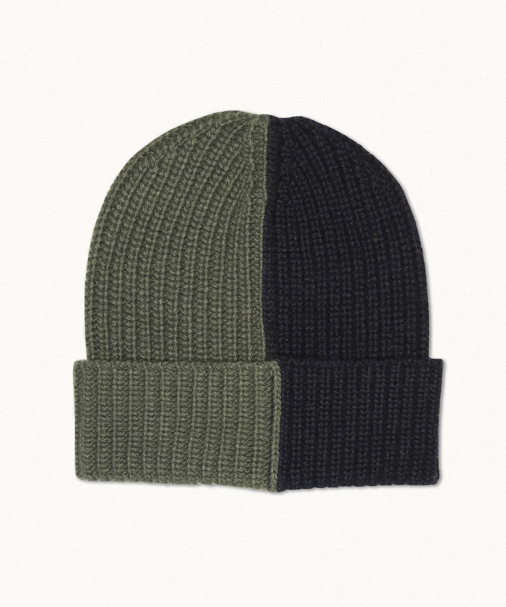 Bonnet bicolore  Taille unique - Marine/Kaki