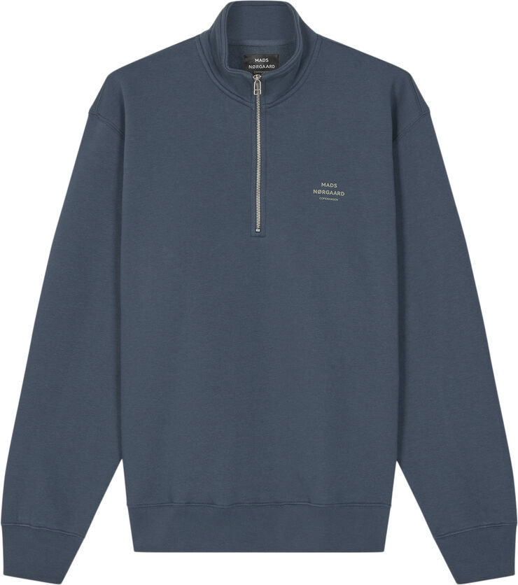 Mads Nørgaard - Copenhagen Standard Half Zip Logo Sweat Blå