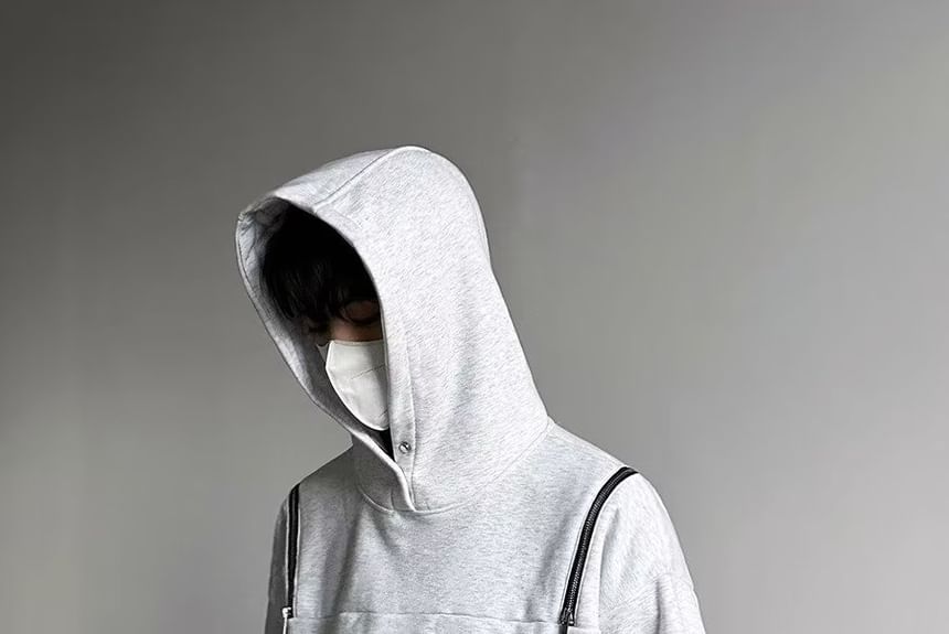 Zoslane - Mock Neck Plain Hoodie