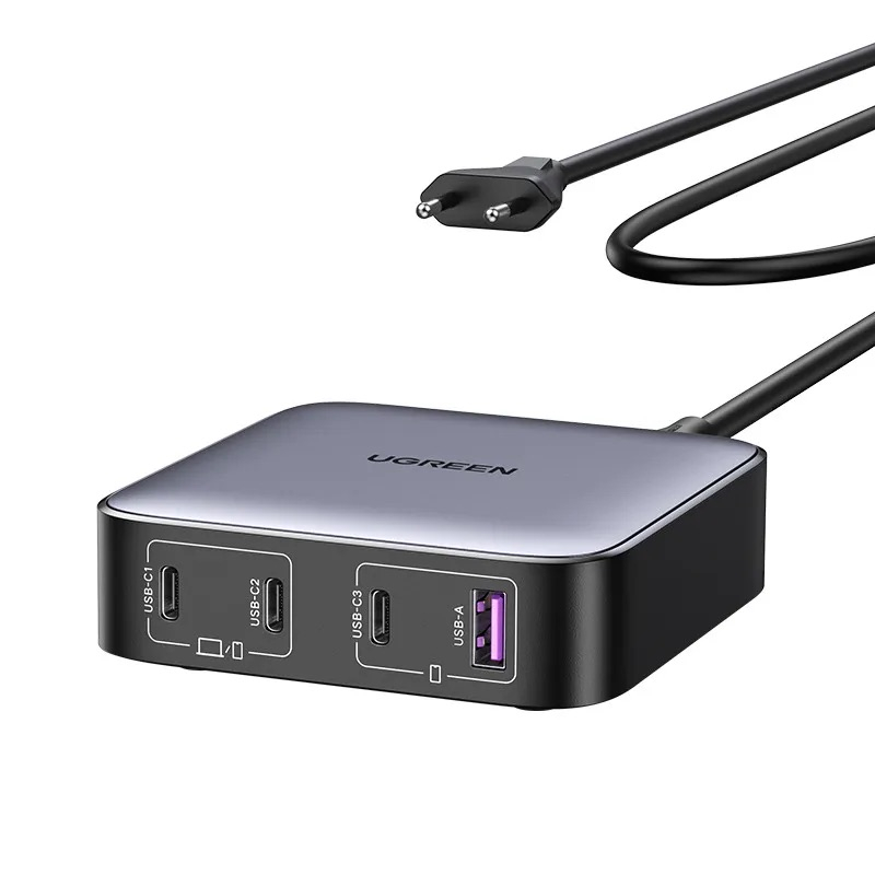 (100W) 3x USB C / 1x USB A GaN Ladegerät Power Delivery 3.0 / Quick Charge 4.0 Netzteil (90928) - Schwarz / Grau