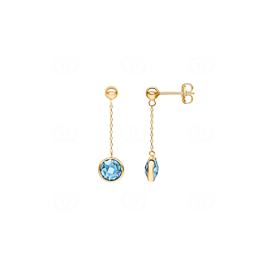 Ohrhänger 750/18 K Gelbgold mit Blautopasen