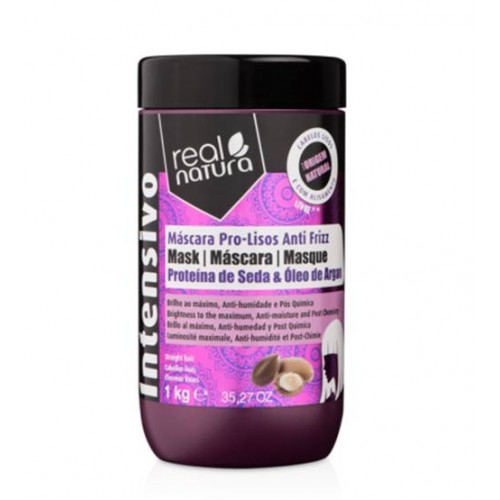 Real Natura Máscara Sem Sal Pro-Lisos Anti Frizz Argan 1kg