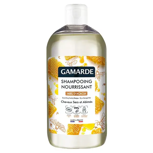 Shampoo nutritivo para cabelos Gamarde com mel de acácia orgânico 500ml