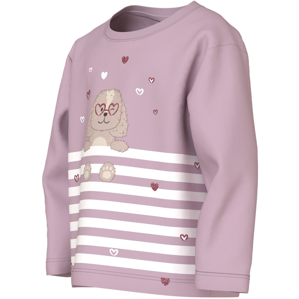 Køb Name It Dawn Pink Dog Heart Stripe Nmfvaliane Ls Nreg Top