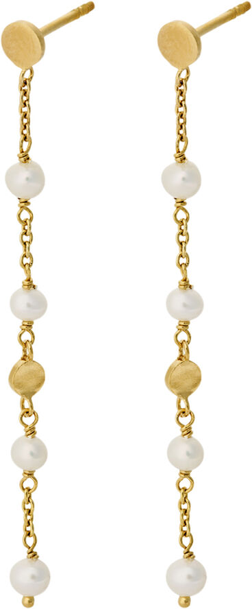Pernille Corydon Jewellery Ocean Pearl Earchains 55 mm Guld & hvid