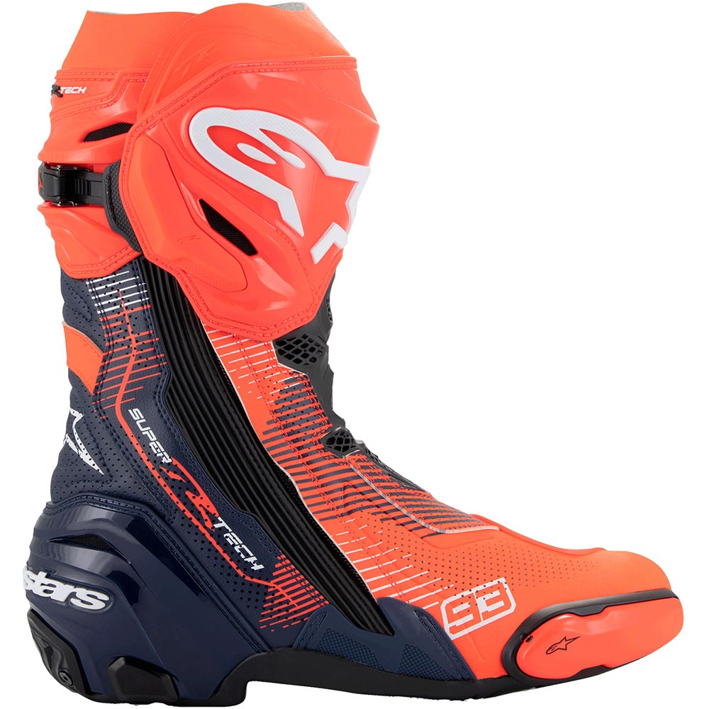 Alpinestars - Bottes Supertech R Vented LE Marquez R04 Rouge fluo / Bleu foncé / Noir