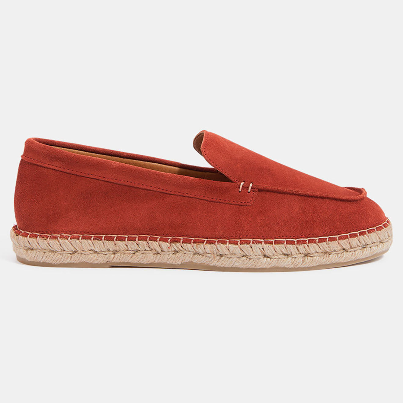 Comptoir GL Mocassins espadrilles en Velours de Cuir orange brique