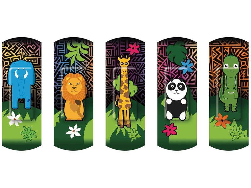 3M Nexcare Kinderpflaster Happy Kids Animals 2 Grössen, 20 Bunte Wundpflaster für Kinder