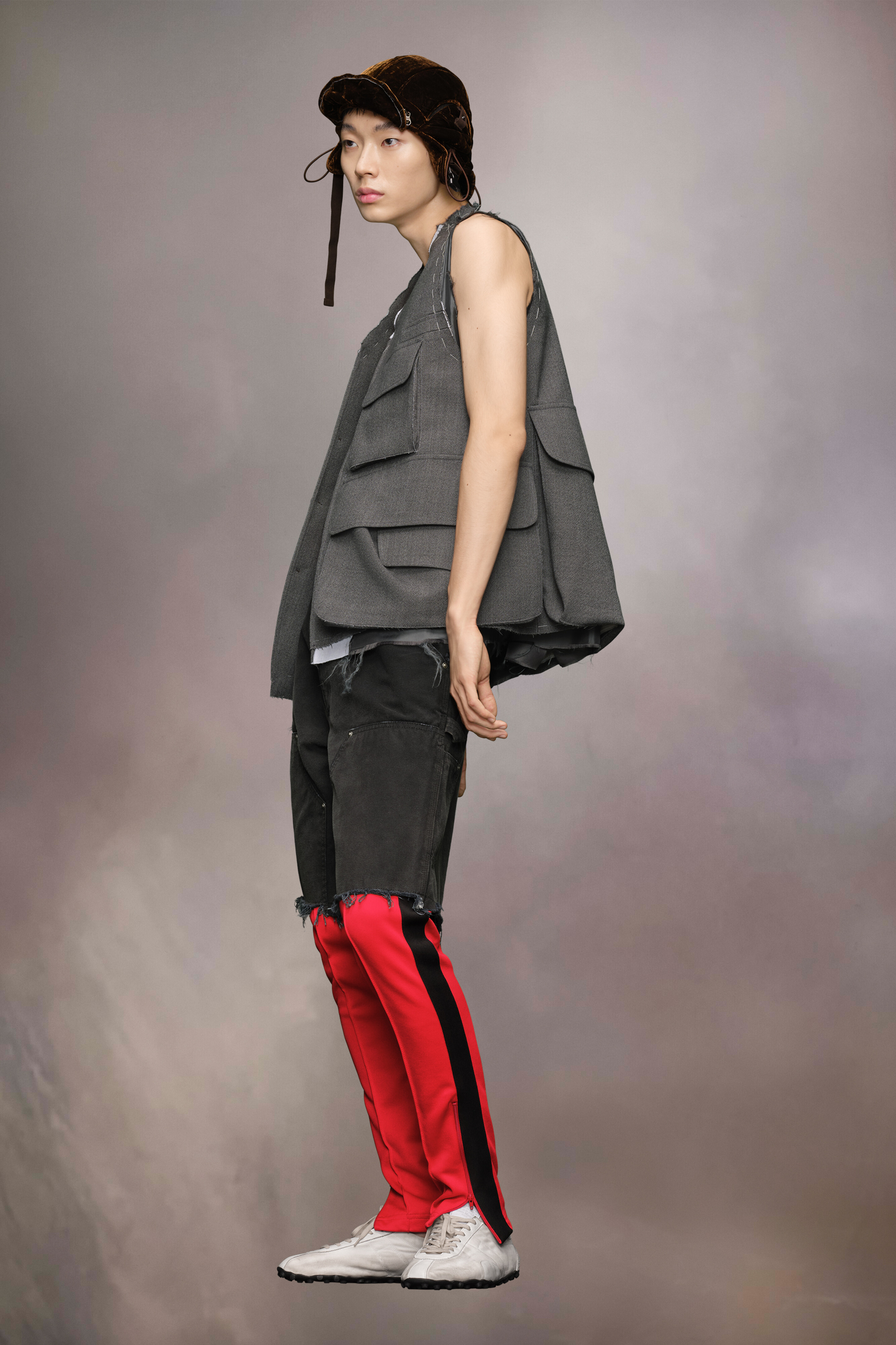 Veste en laine sans manches Mélange gris