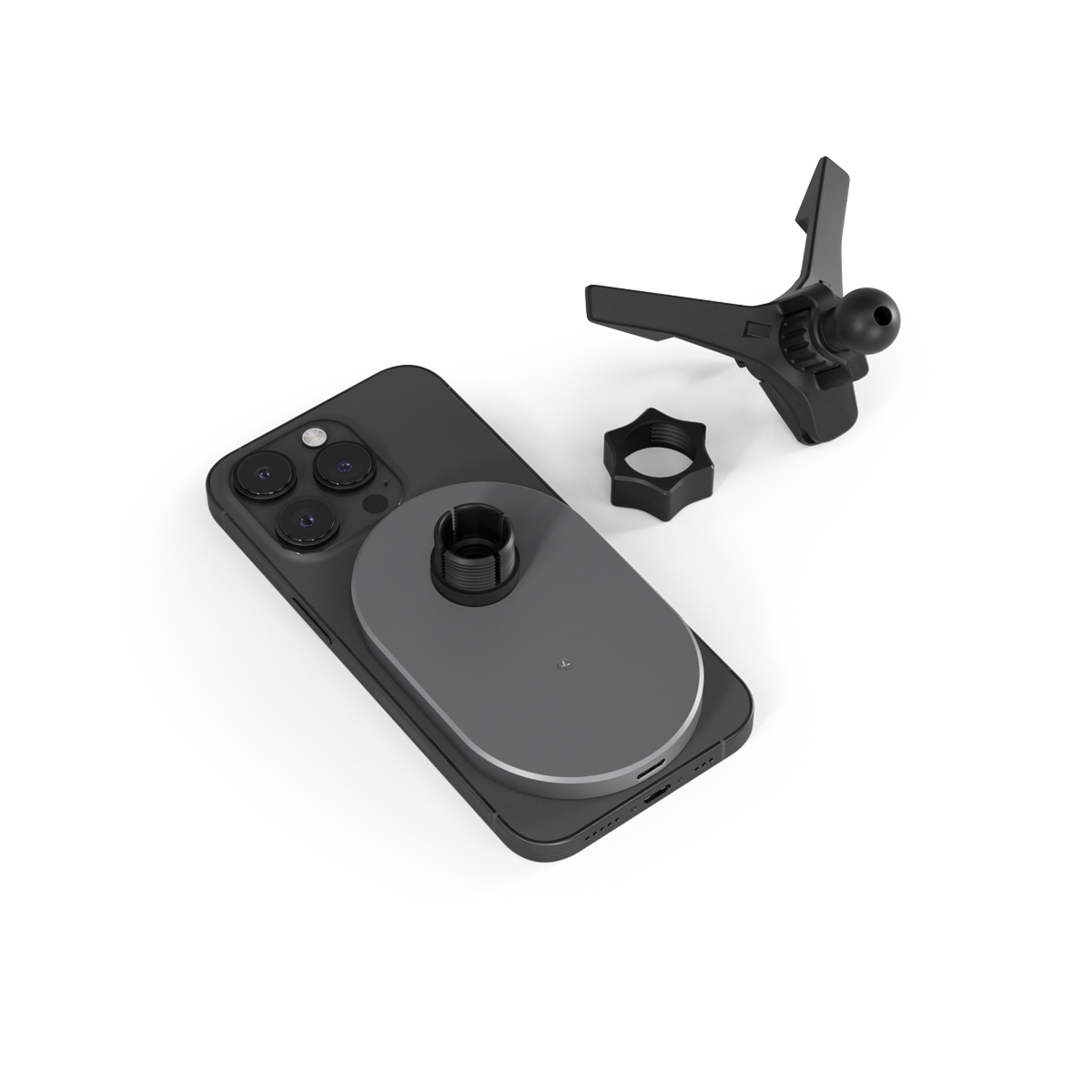 (15W) Ellipse MagSafe Auto KFZ Ladegerät Qi Wireless Charger Ladestation (9915111300035) - Space Gray (Grau)