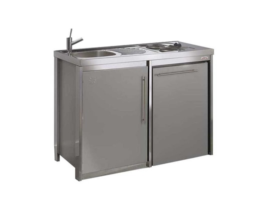 MODERNA - Kitchenette complète METALLINE 120x60 Gris Aluminium