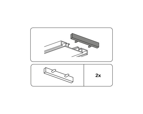 Eindstuk voor aluminium gordijnrail, dubbele rail, wit, 2 st.