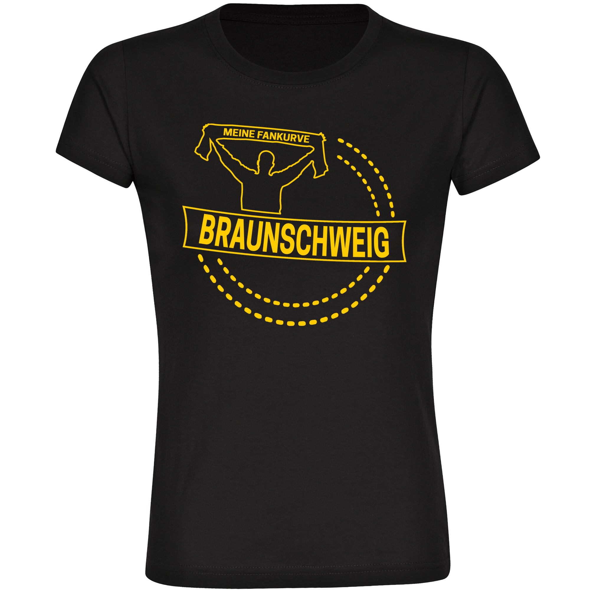 multifanshop® Damen T-Shirt - Braunschweig - Meine Fankurve - Druck gelb