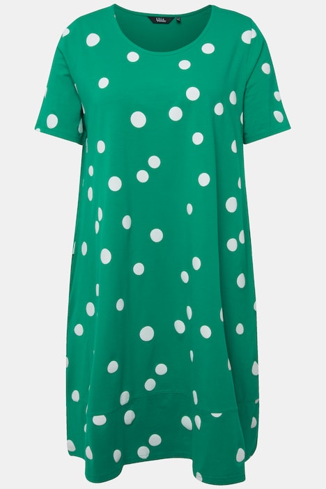 Midikleid, Punkte, A-Linie, Taschen, Rundhals, Halbarm