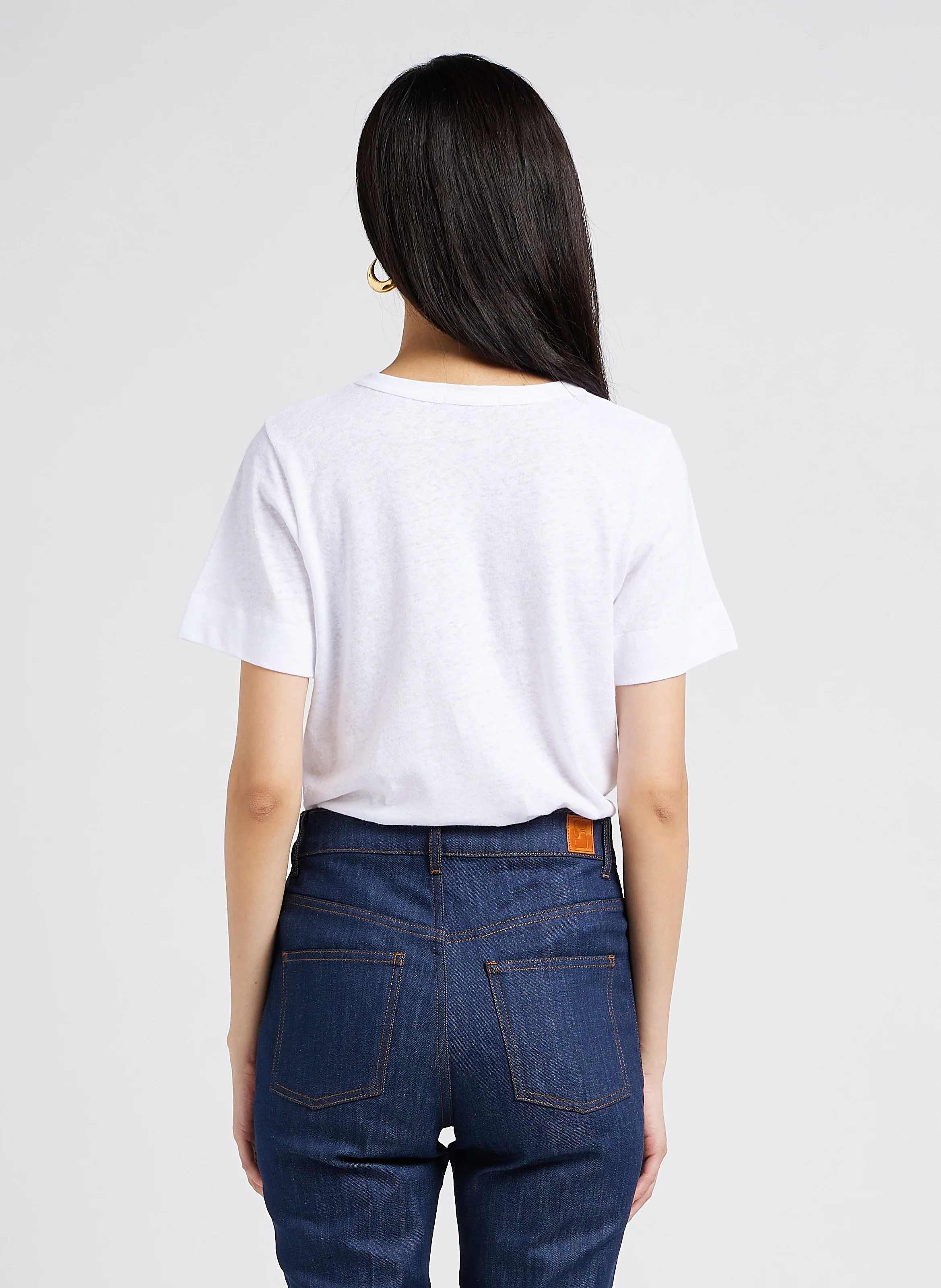 CYRIL - Tee-shirt col rond en coton mélangé | Blanc