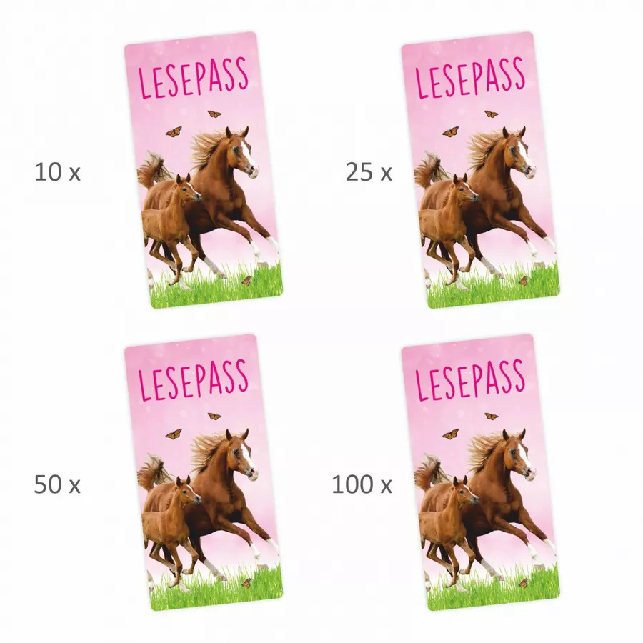 Nikima Lesepass Pferde Lesezeichen zum lesen üben Grundschule 10-100 Stück 50 Stück