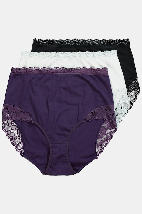 Maxislips, 3er-Pack, High Waist, Spitze
