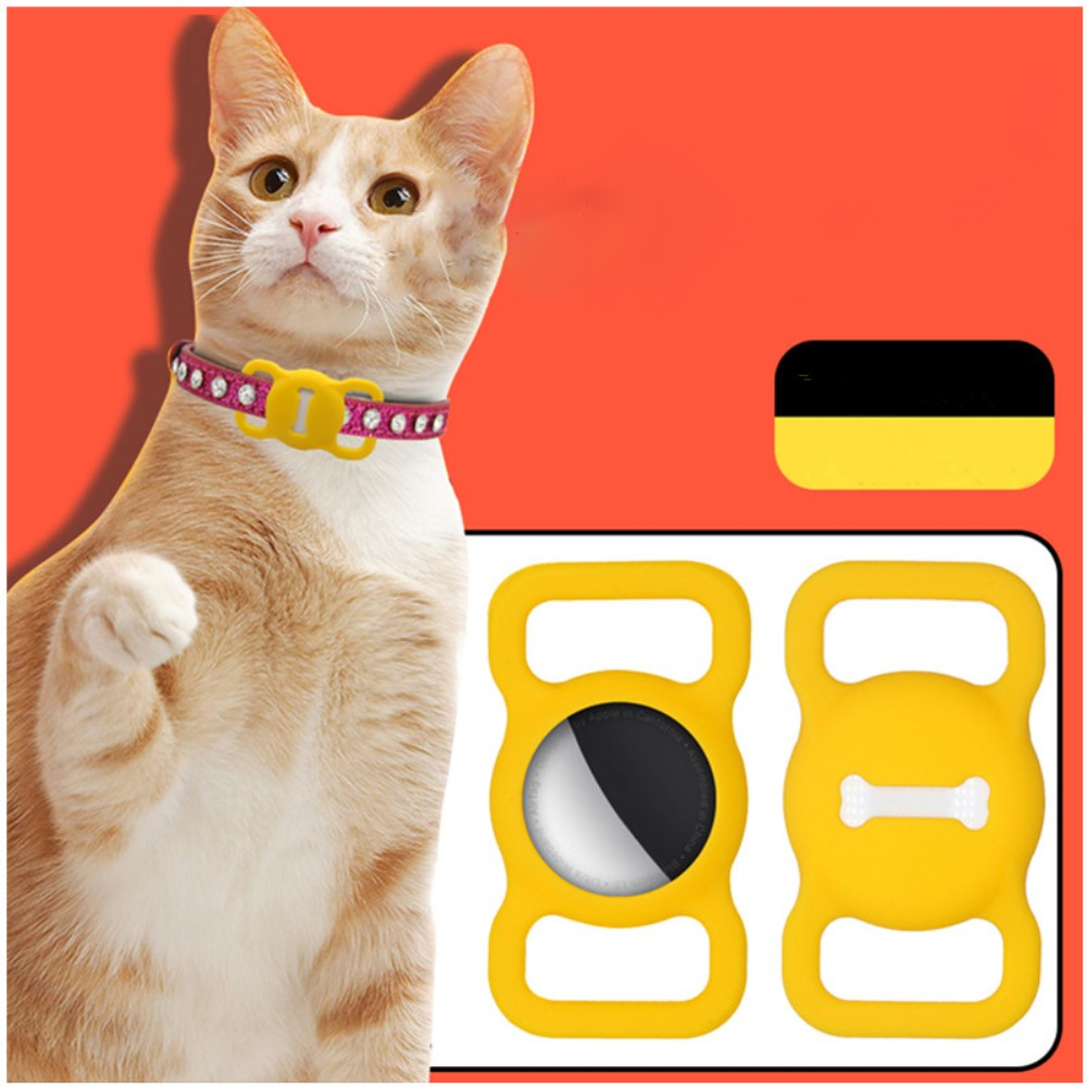 Apple AirTag Silikon Case Hülle Halsband Halterung für Haustiere im Knochen Design (Hund / Katze) - Hellblau