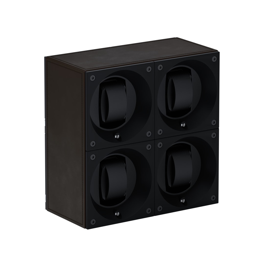 SwissKubik Masterbox Leder Dunkelbraun - 4 Uhren