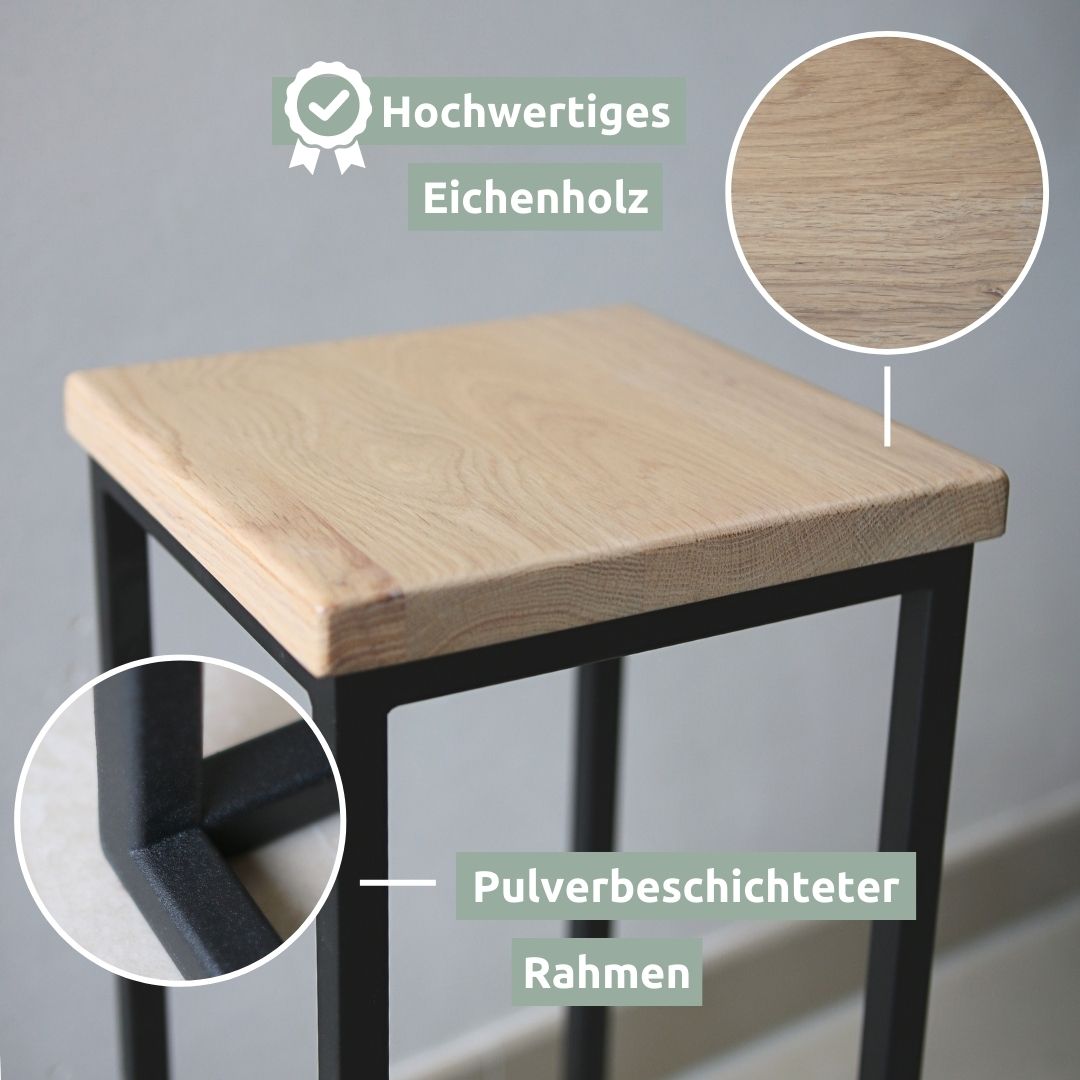 holz4home® Dekoständer aus Eiche | Gedrehte Streben-Variante in hellgrau geölt | 50 cm