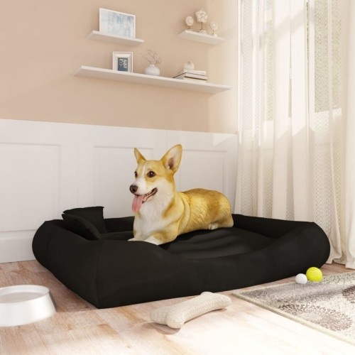 Cama retangular acolchoada preta para animais de estimação Vidaxl