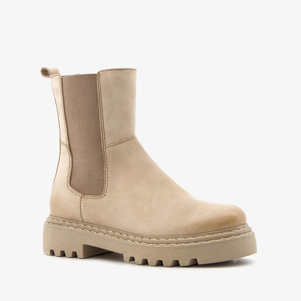 Groot leren meisjes chelsea boots beige