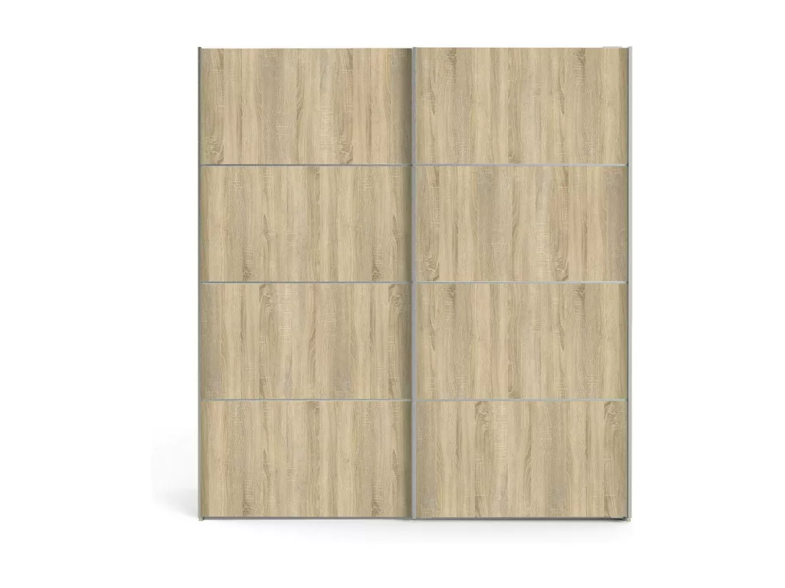 Garde-robe 2 portes Accadia, Meubles de chambre, Penderie de plain-pied, Placard à vêtements, 182x64 h202 cm, Chêne et Blanc