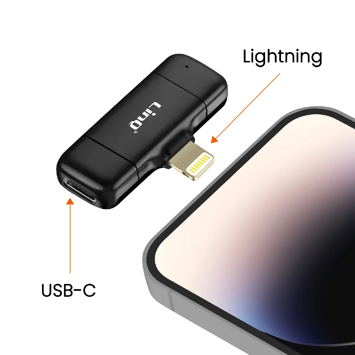 LinQ Microphone Cravate iPhone Sans Fil Réduction de Bruit Lightning Noir