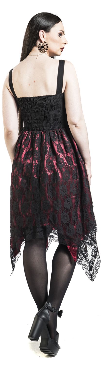 Robe avec bords en dentelle & fermeture Éclair | Gothicana by EMP Robe courte