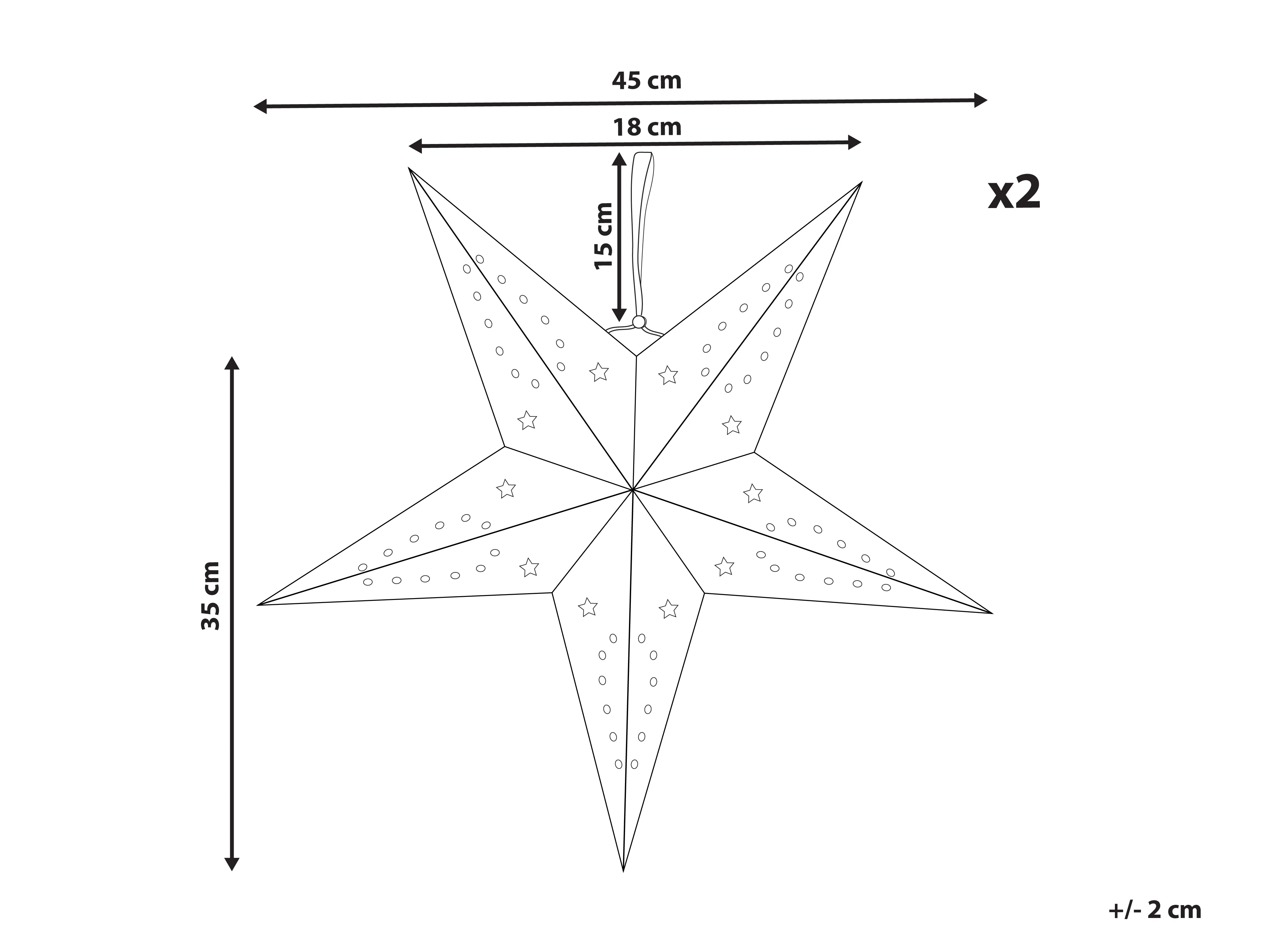 Set van 2 hangende decoraties LED MOTTI Ster 45 cm Smaragdgroen