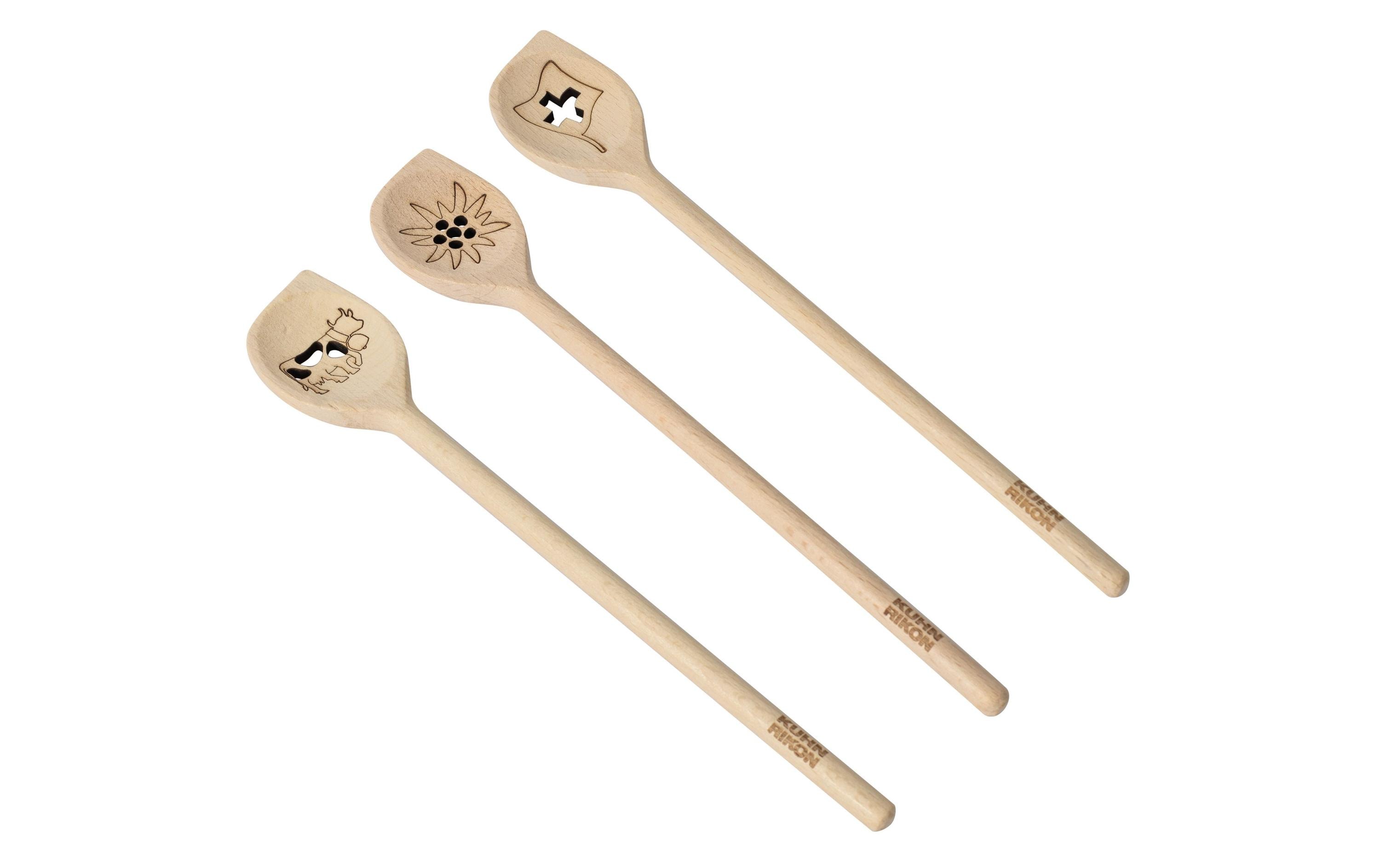 Kochlöffel -Set 3 Stück, NatureLochkochlöffel aus Buchenholz