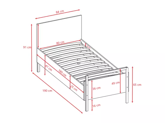 Lit banquette 80x180 sommier et tiroir de lit inclus Victor - Blanc et Chêne