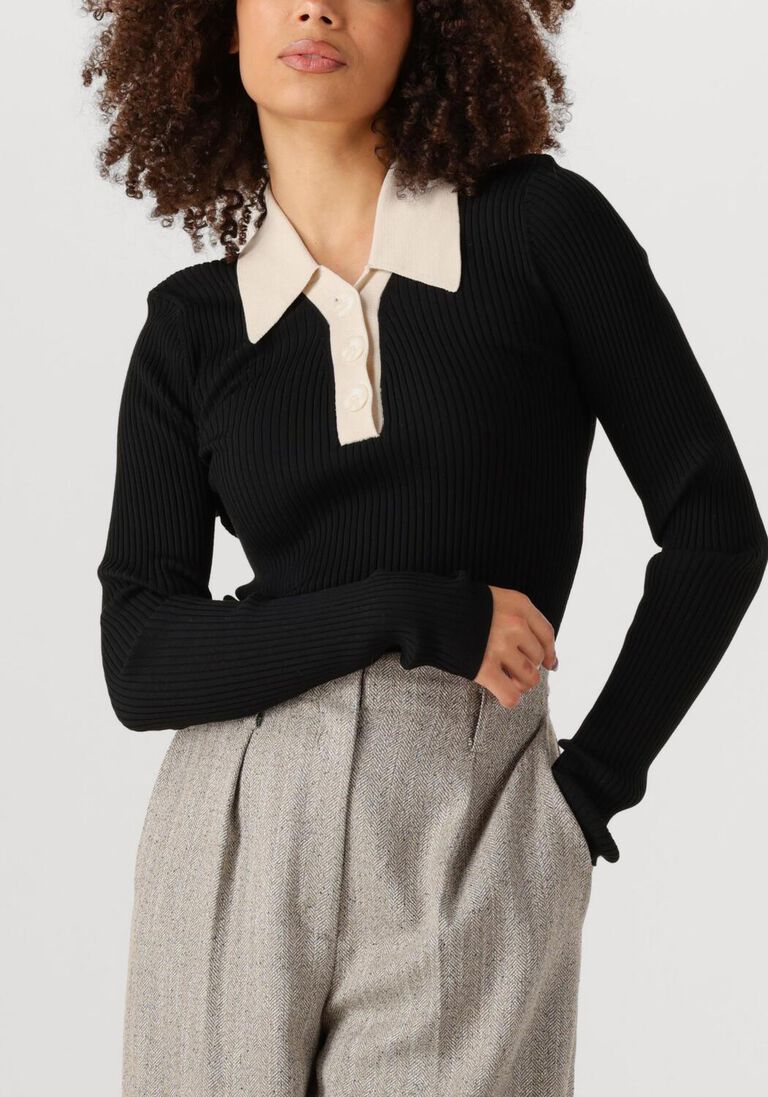 zwarte second female t-shirt josephine knit polo