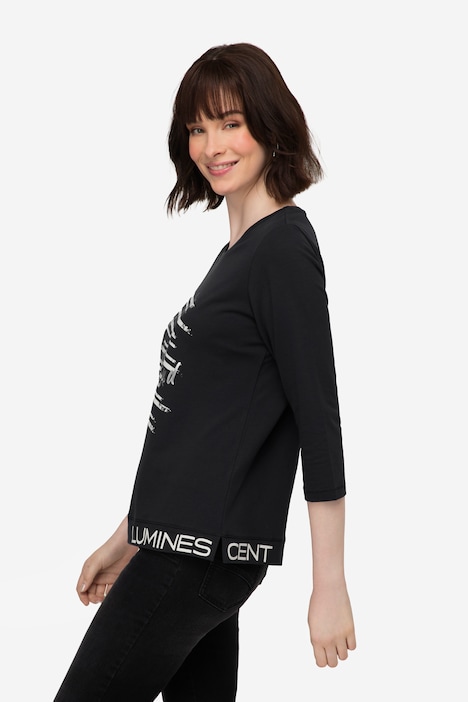 T-Shirt, Statement Print, Rundhals, 3/4-Ärmel