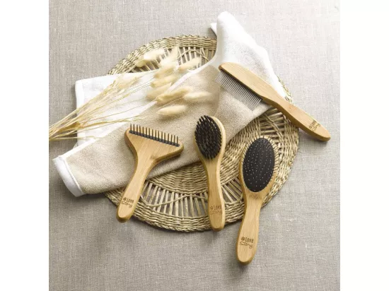 Peigne râteau à démeler pour animaux 31 dents en bambou - Beige - l 5.5 x L 21.5 cm