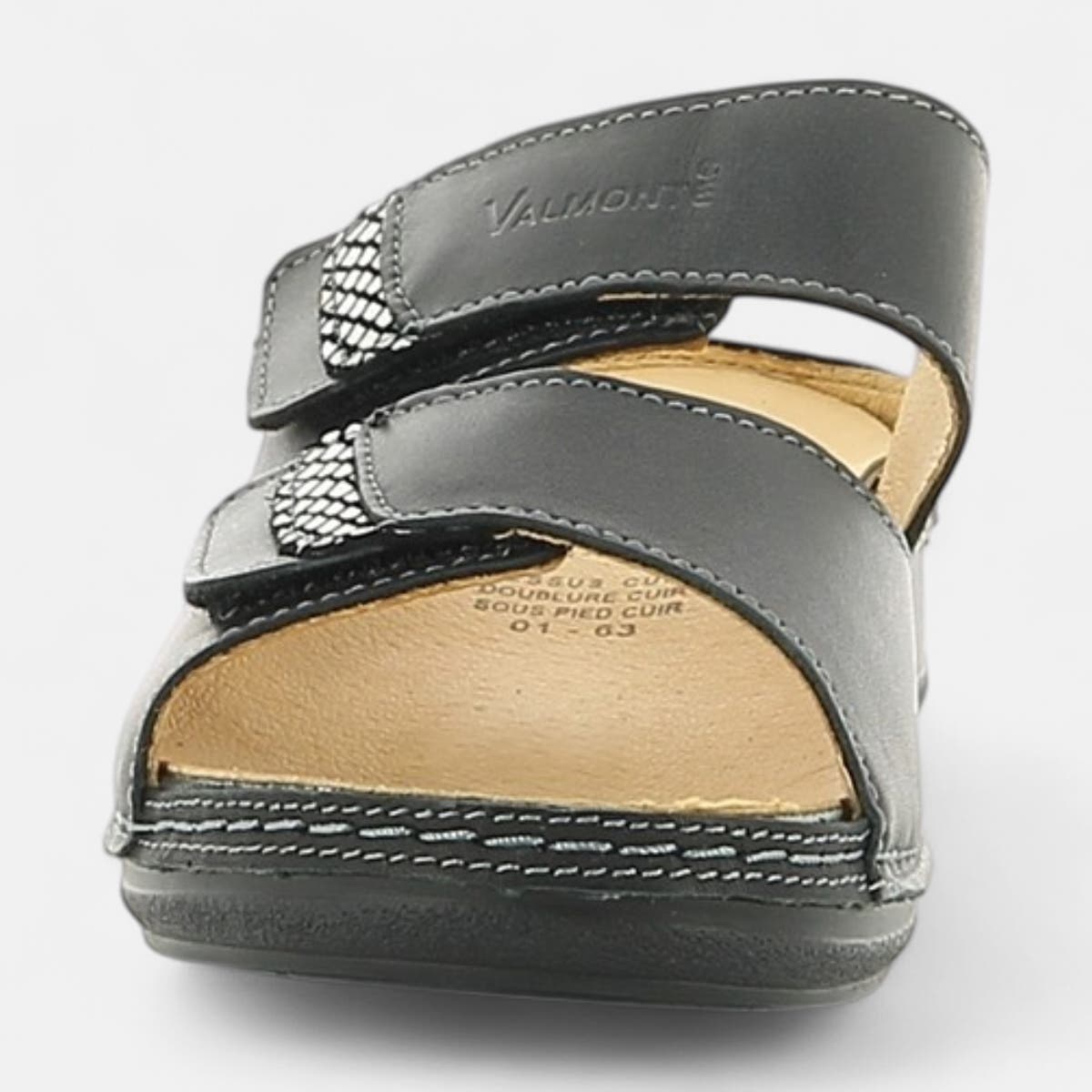 Nu-pieds confort Femme en cuir noir