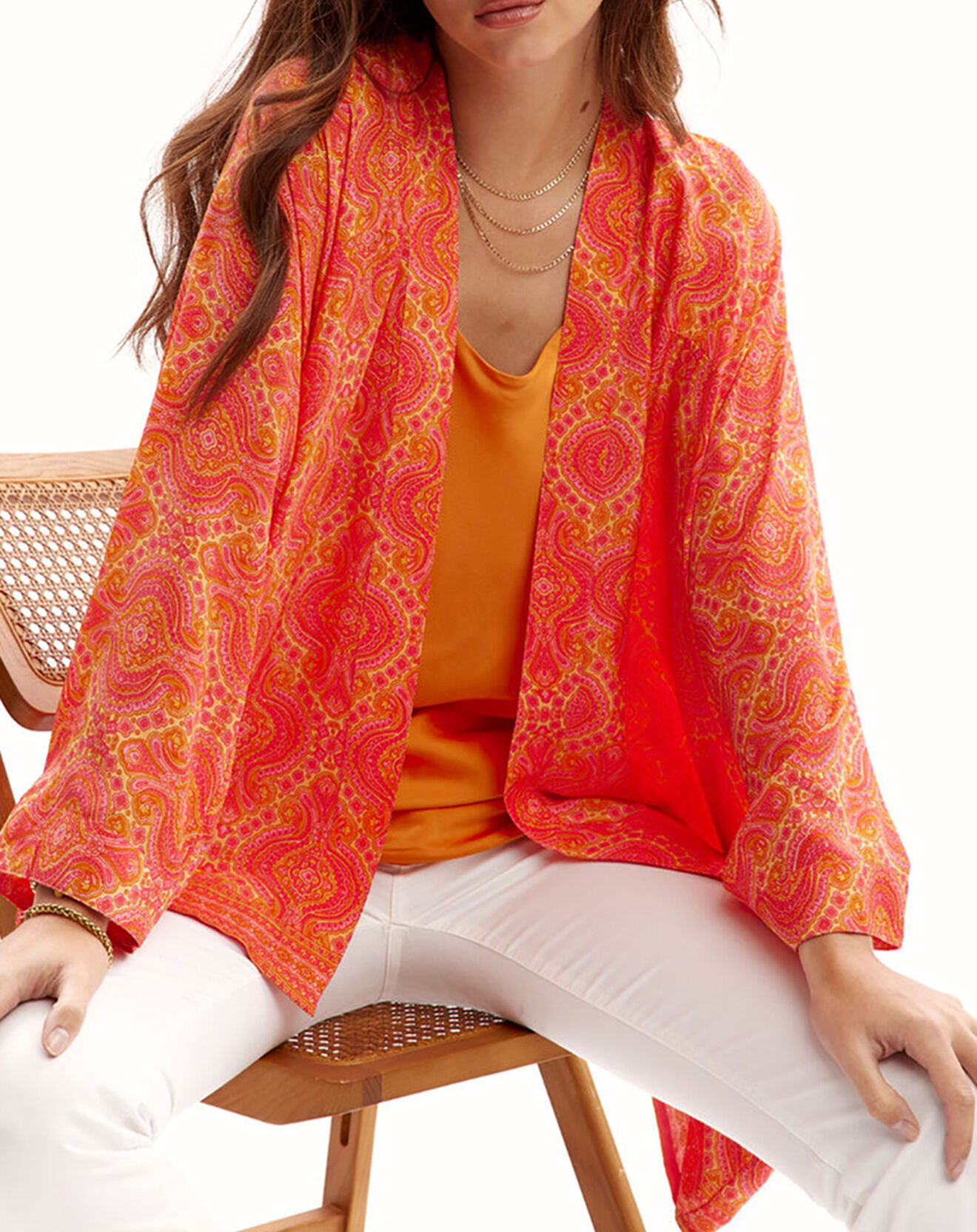 Lauren Vidal Kimono en Soie mélangée Sasha imprimé sunny