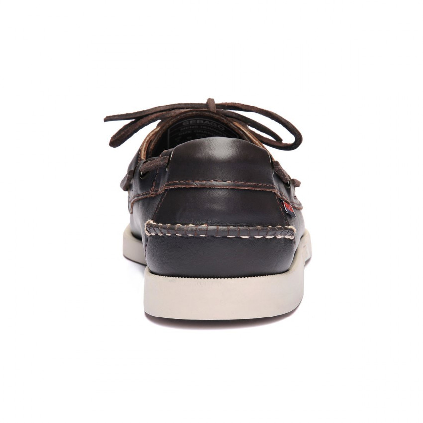 DOCKSIDES CUIR Dark Brown-Chaussures bateau pour homme en cuir marron foncé Portland