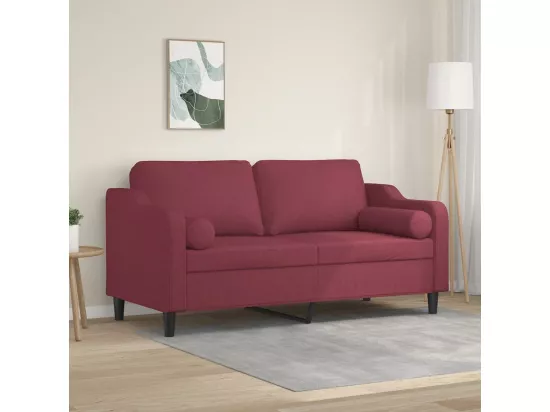 Canapé 2 places avec oreillers bordeaux 140 cm tissu