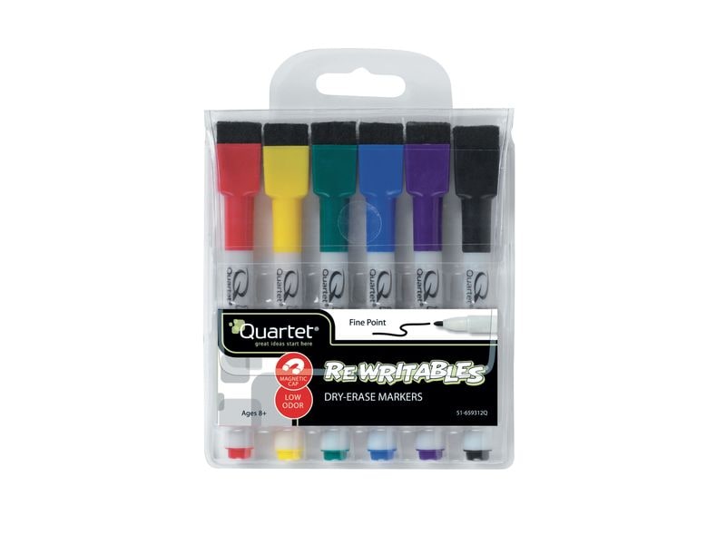 Nobo assortiert, magnethaftend 6 Stück Trocken abwischbare Mini-Marker mehrfarbig mit integriertem Radierer