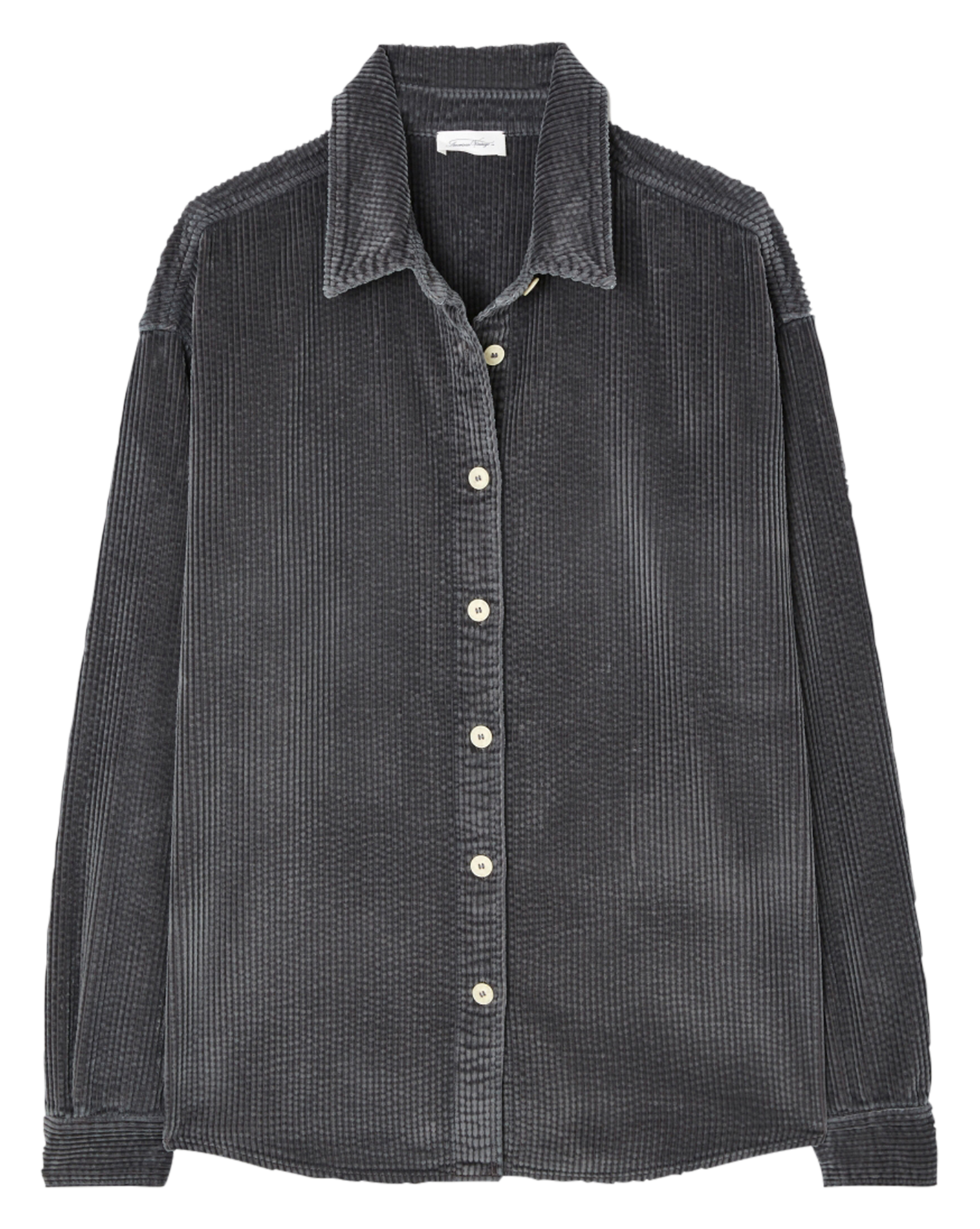PADOW - Surchemise col classique en velours côtelé | Gris