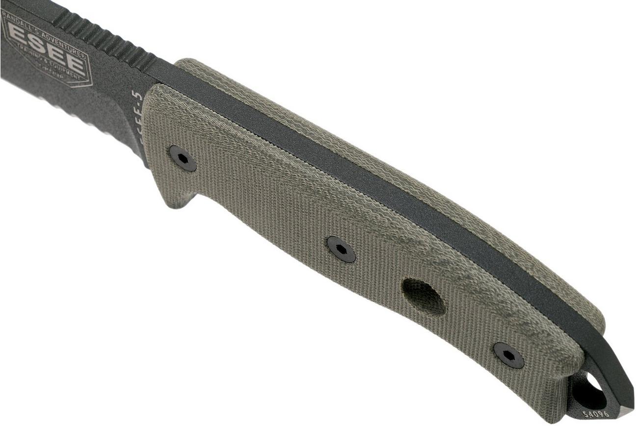 ESEE Model 5 Tactical Gunsmoke, desert tan handle 5S-TG met kydex schede   riemclip