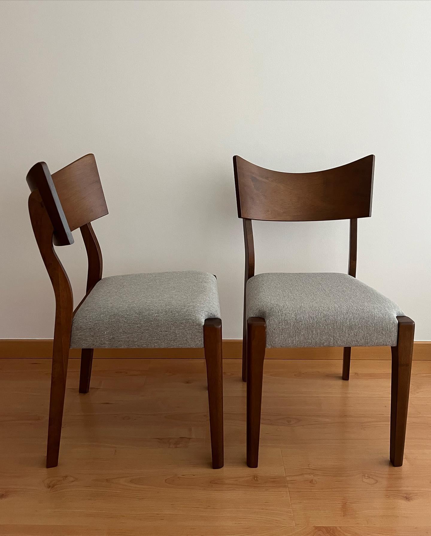 Set van 2 eetkamerstoelen EDEN Hout Lichtgrijs