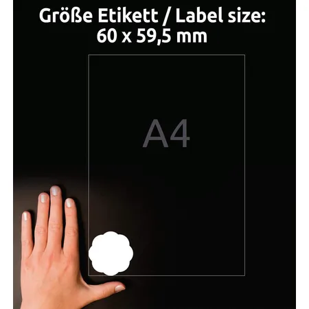 Avery Zweckform 5085 Wiederablösbare Etiketten in Blumenform,A4 60 x 59,5 mm, 10 Bogen/120 Etiketten, weiß