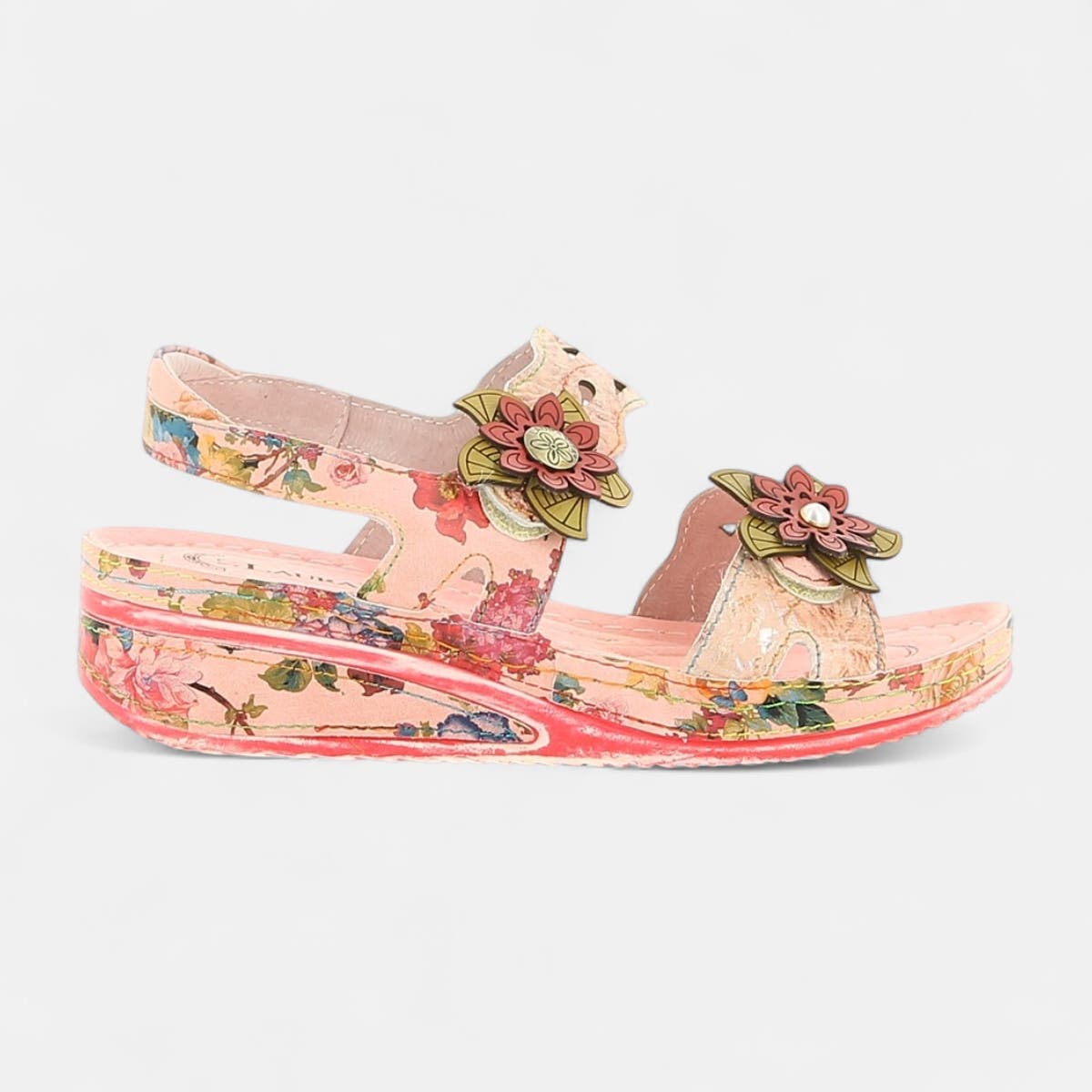 Sandales à talon compensé Femme rose