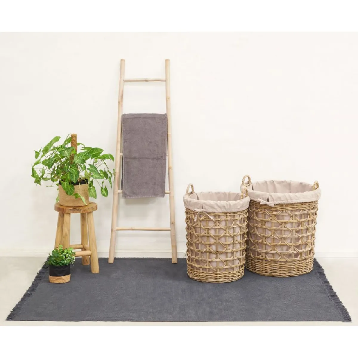 Aubry Gaspard Panier à linge en poelet gris (Lot de 2)