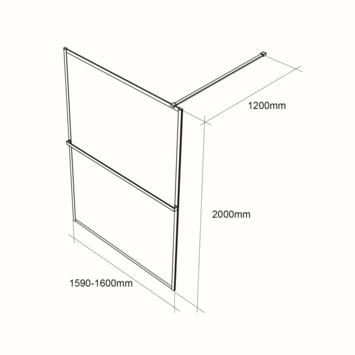 Allibert inloopdouche Milton 160x200 cm helder glas/mat zwart