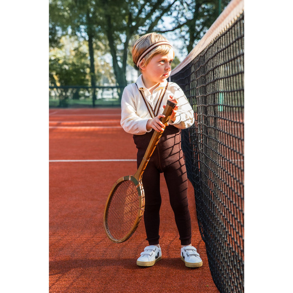 Køb Silly Silas Chocolate Brown Striped Footless Strømpebukser
