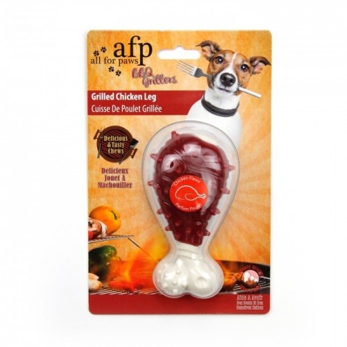 Coxa de frango de brinquedo marrom para churrasco da All for Paws Grillers, ideal para cães.